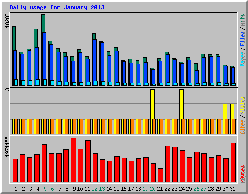 Daily usage for January 2013
