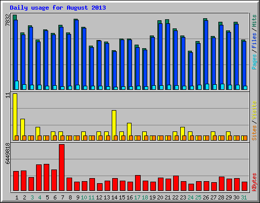 Daily usage for August 2013