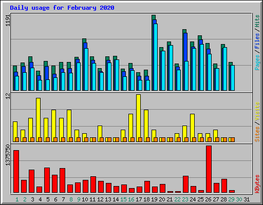 Daily usage for February 2020