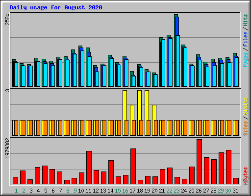 Daily usage for August 2020