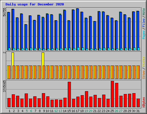 Daily usage for December 2020