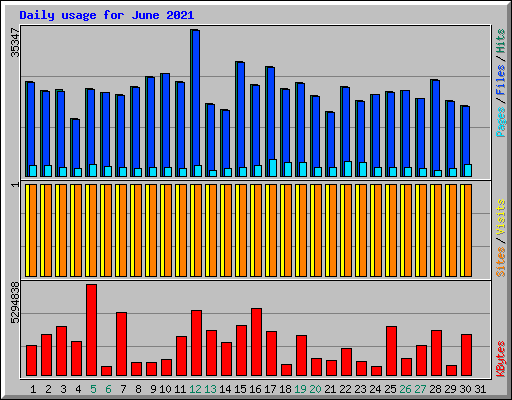 Daily usage for June 2021
