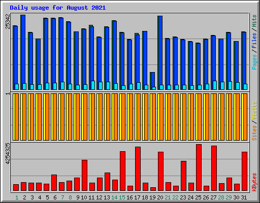 Daily usage for August 2021